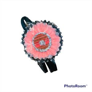 Lot of 6 Gift Toppers Decoration Pink Silver Glitter